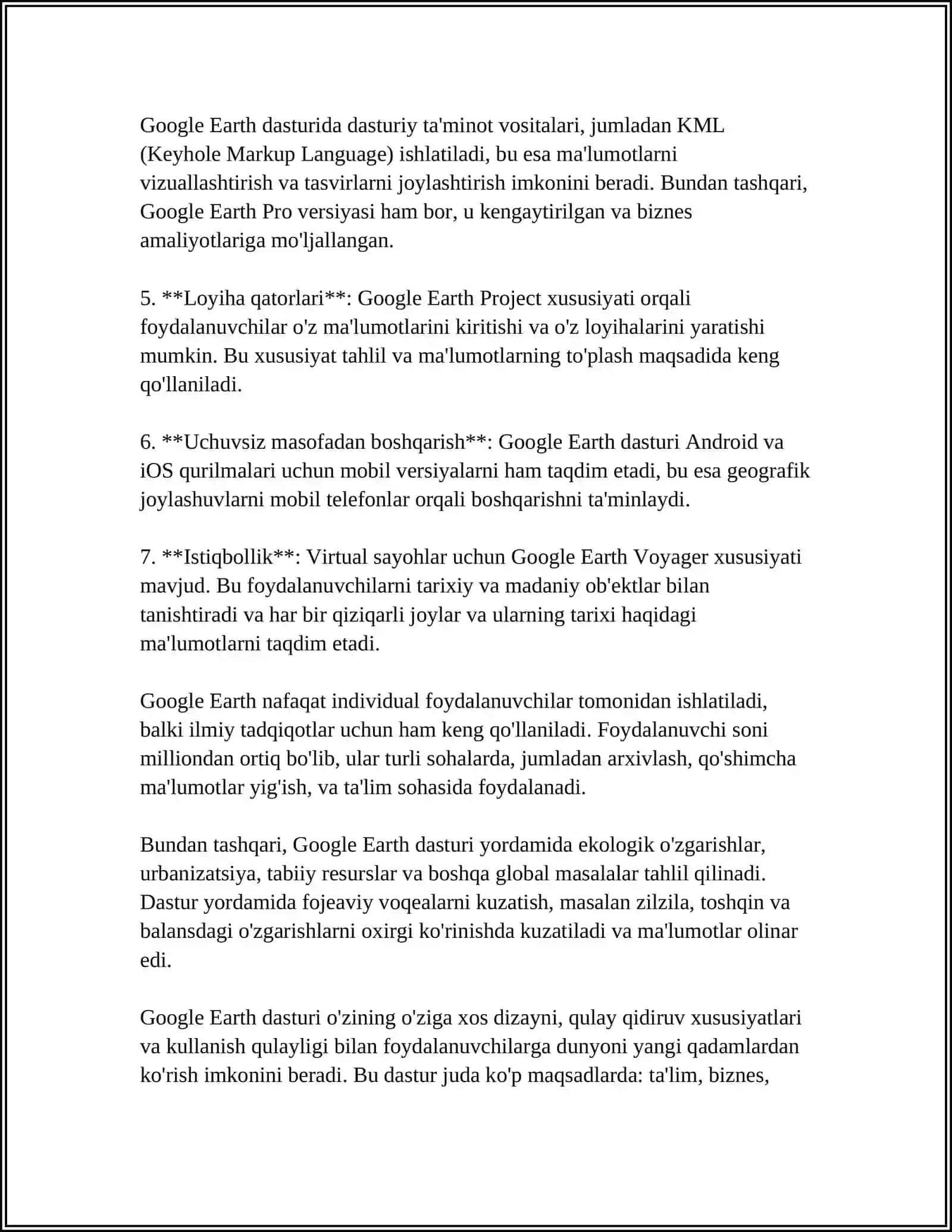 GOOGLE EARTH DASTURI YORDAMIDA HUDUDLARNING VA GEOGRAFIK OBYEKTLARNING BO'YLAMA VA HARAKATI 4