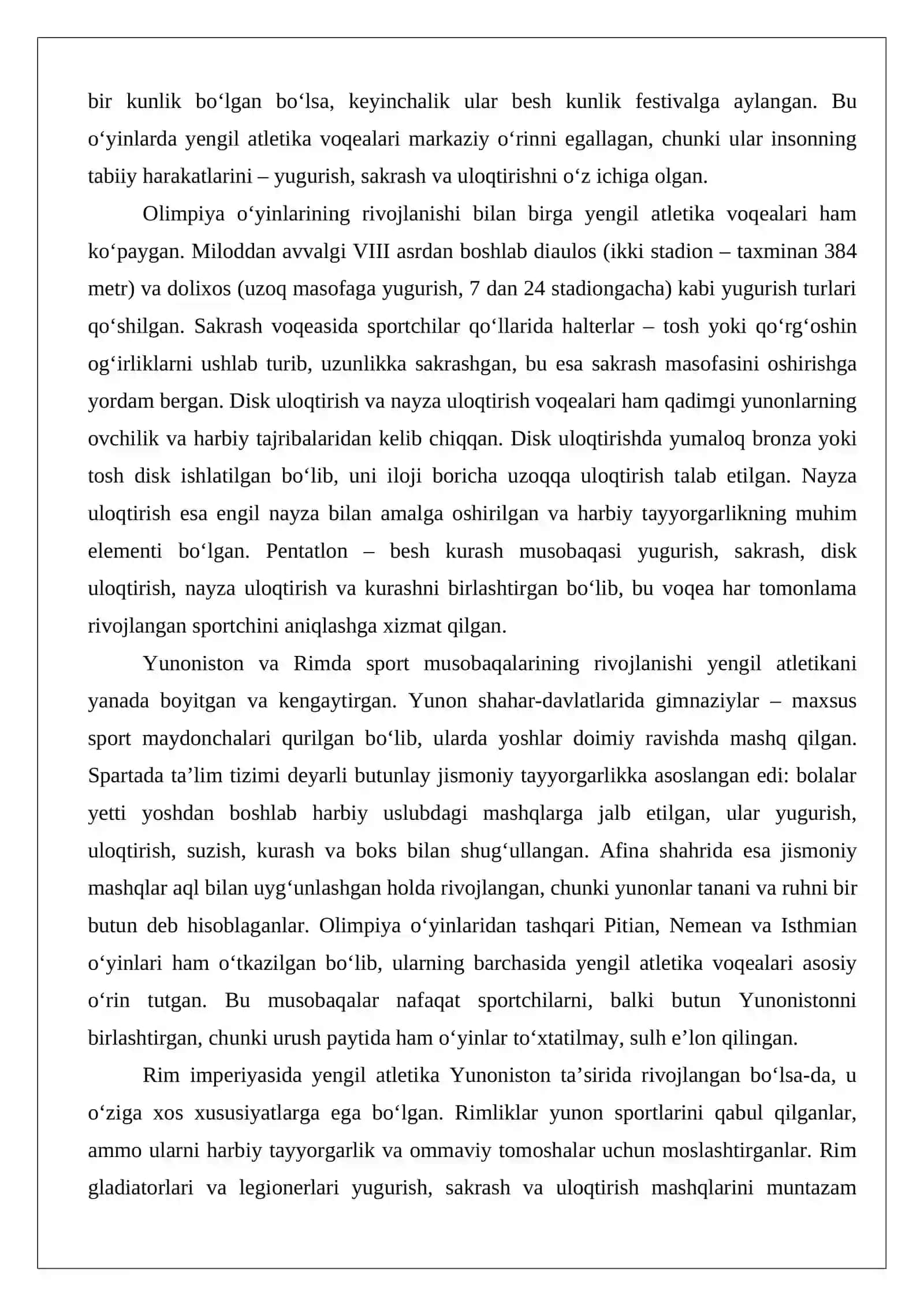 Yengil atletikaning kelib chiqish tarixi va dastlabki qoidalari 4