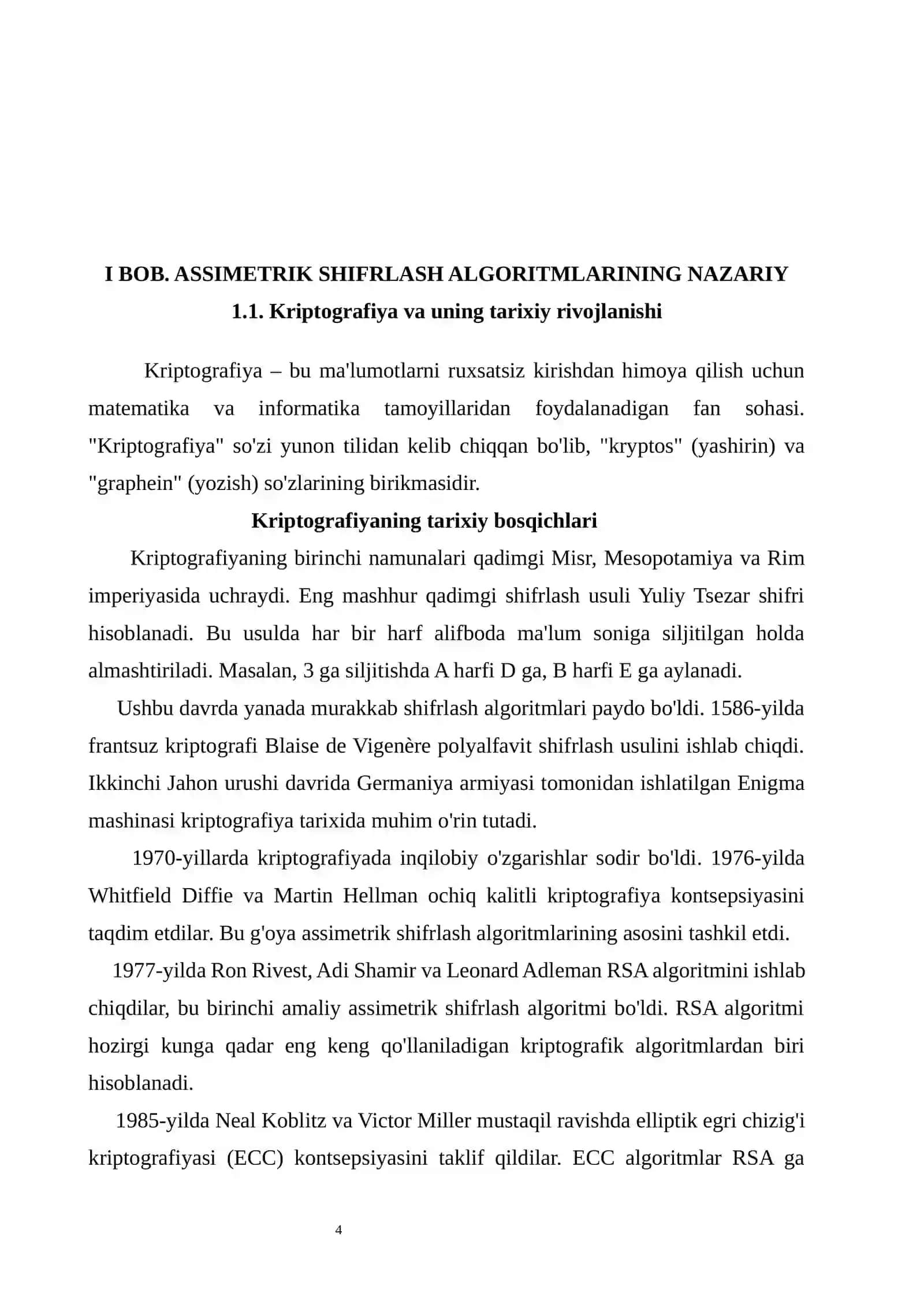 ASSIMMETRIKSHIFRLASH ALGORITMLARIDAN 4