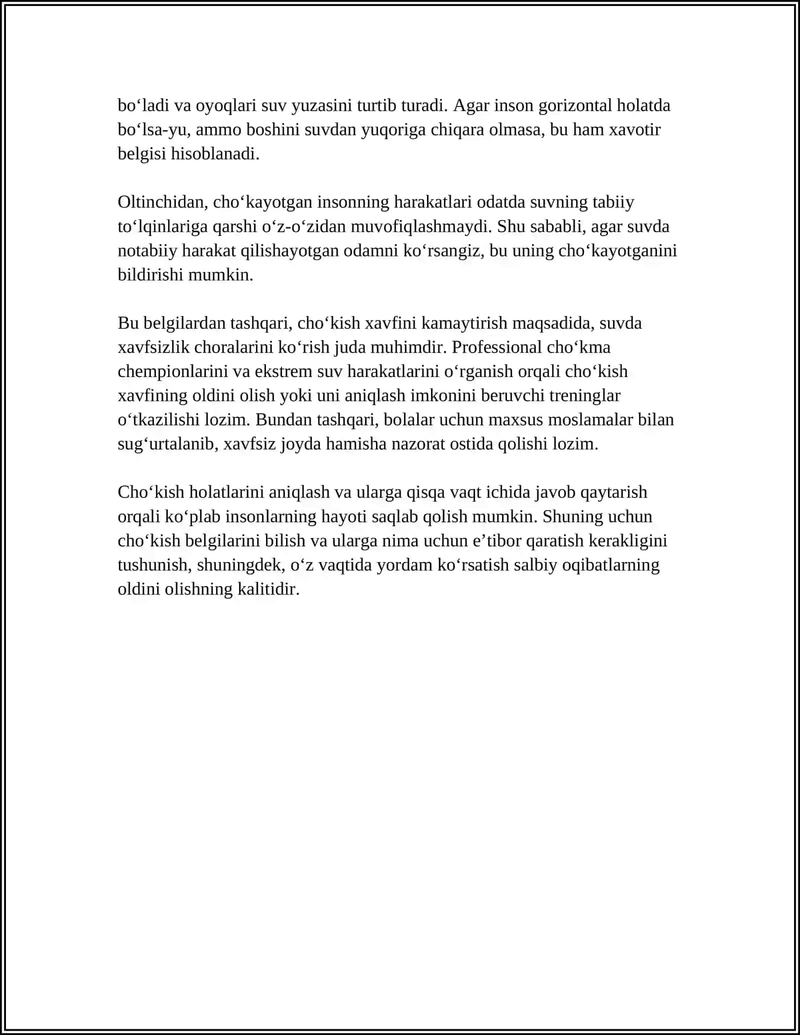 CHOʻKISHDA, ELEKTR TOKIDAN ZARARLANGANGA TIBBIYOT HODIMLARI YETIB KELGUNGA QADAR YORDAM KOʻRSATISH 4
