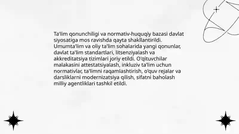 Mustaqillik yillarida O'zbekiston Respublikasida ta'lim sohasida amalga oshirilgan islohotlar 4