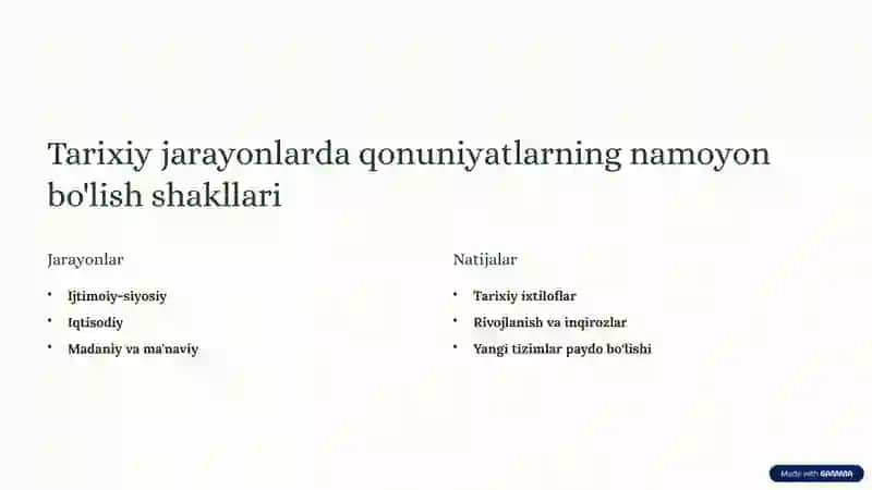 Tarixiy qonuniyat va tarixiy zamon kategoriyalari 4