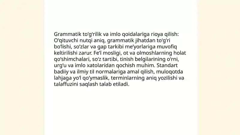 Oʻqituvchi nutqiga qoʻyilgan talablar 4