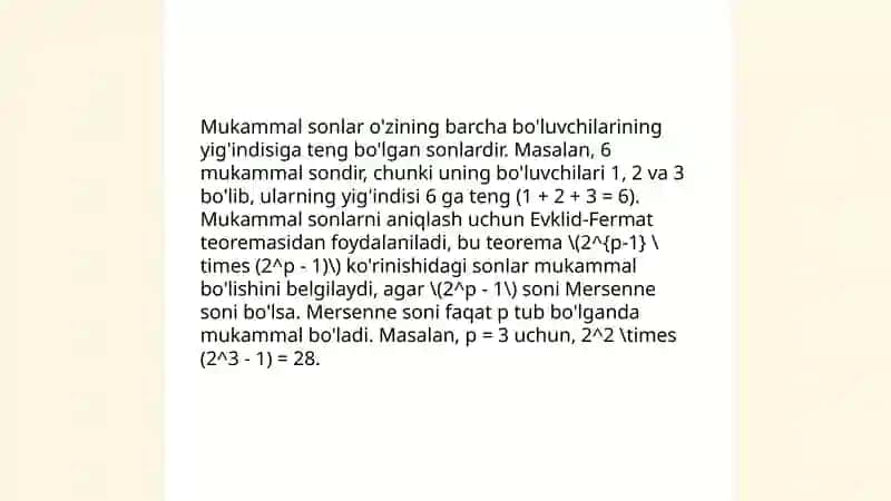 Mukammal sonlar va ularning ta'rifi 4