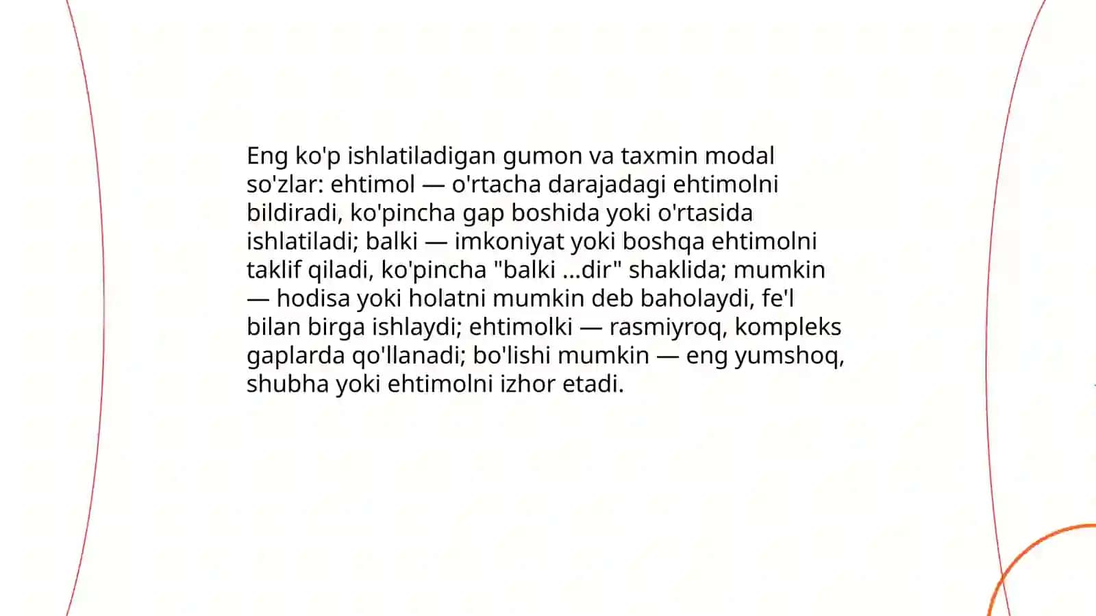 Gumon va taxmin bildiruvchi modal so'zlar 4