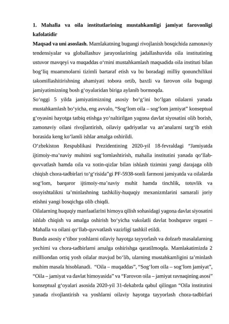 O‘zbekistonda Oila Institutini Mustahkamlash Konsepsiyasi 4