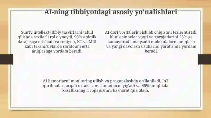 - Tags: AI, sog'liqni saqlash, tibbiyot 4