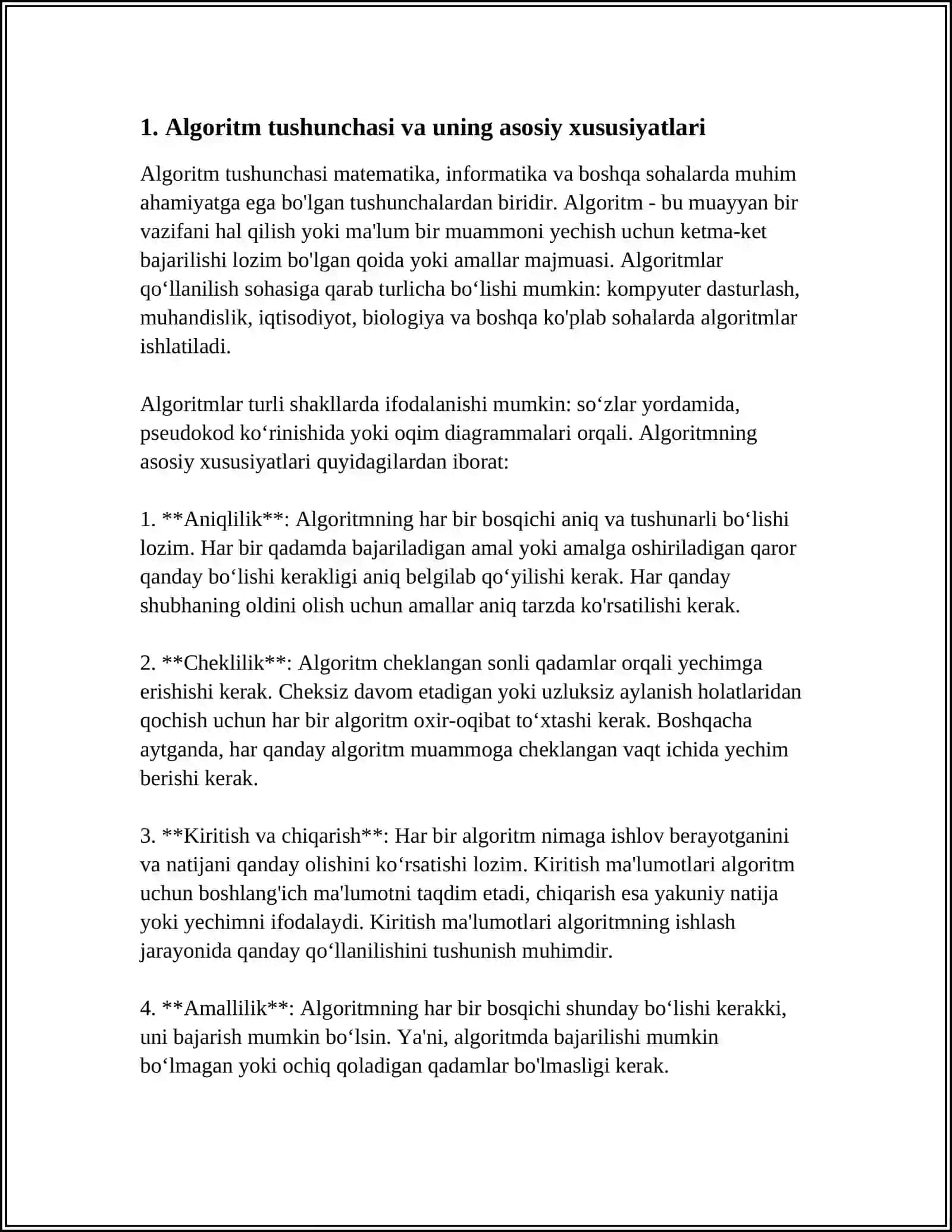 MASALALARNING ALGORITMINI TUZISH VA SHU ALGORITM ASOSIDA PASKAL DASTURLASH TILIDA DASTUR TUZISH 4