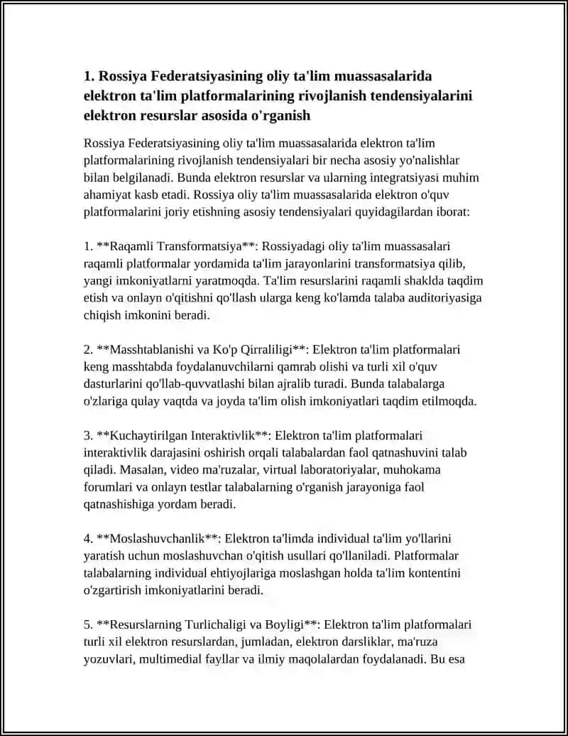 ROSSIYA FEDERATSIYASINING OLIY TAʼLIM MUASSASALARI TENDENSIYALARINI ELEKTRON RESURS MATERIALLARI ASOSIDA OʻRGANISH 4