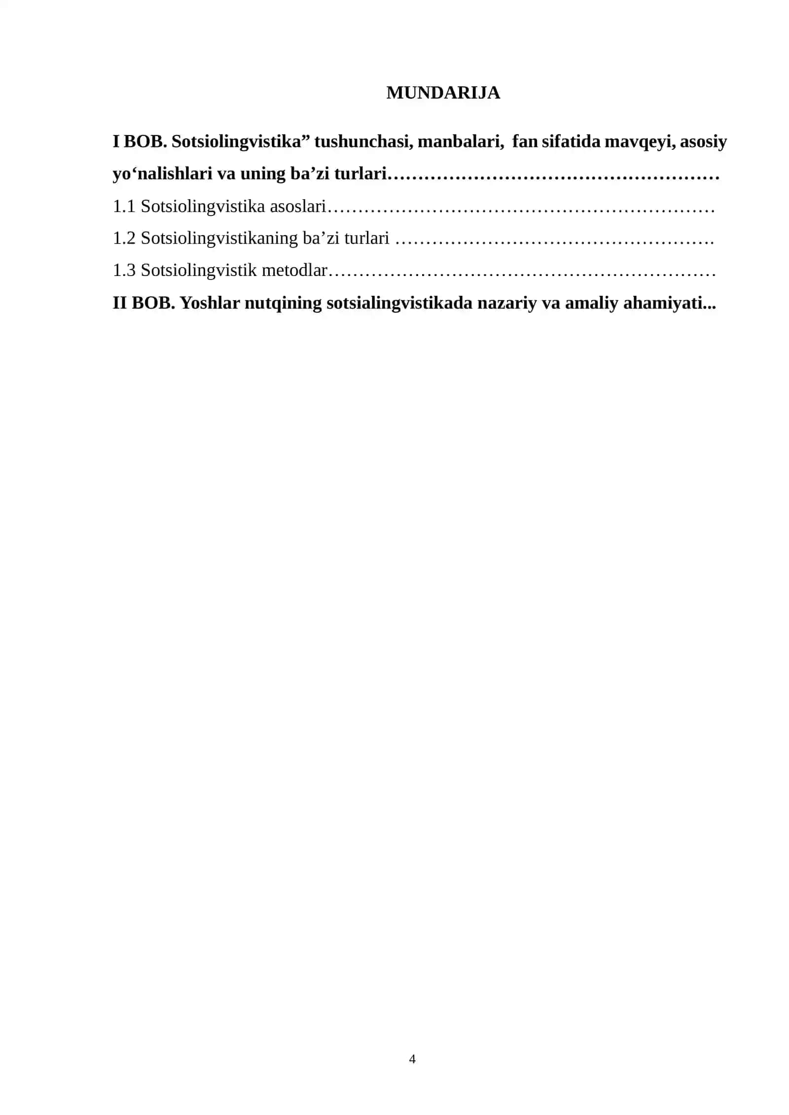 YOSHLAR NUTQINING SOTSIALINGVISTIK TAHLILI. Bitiruv malakaviy ish 4