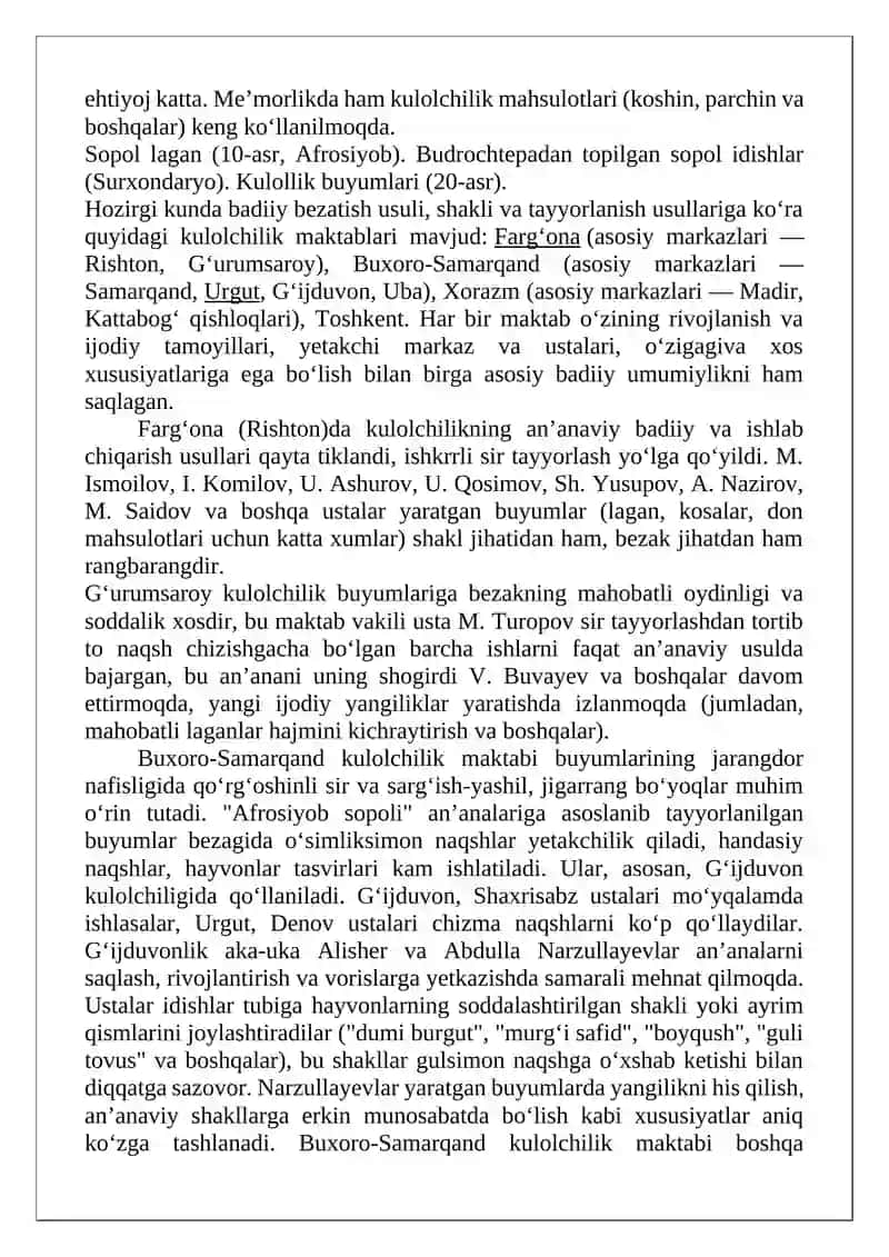 Kulolchilikning vujudga kelishi va rivojlanish bosqichlari 4