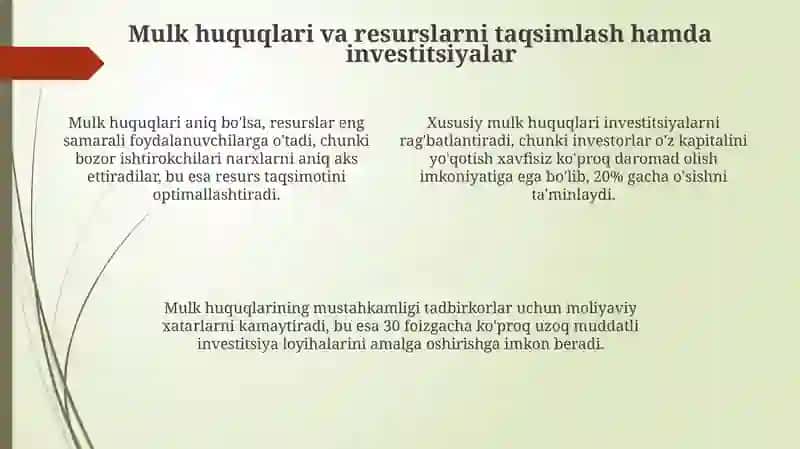 Mulk huquqlari va iqtisodiy samaradorlik: Asosiy tushunchalar 4