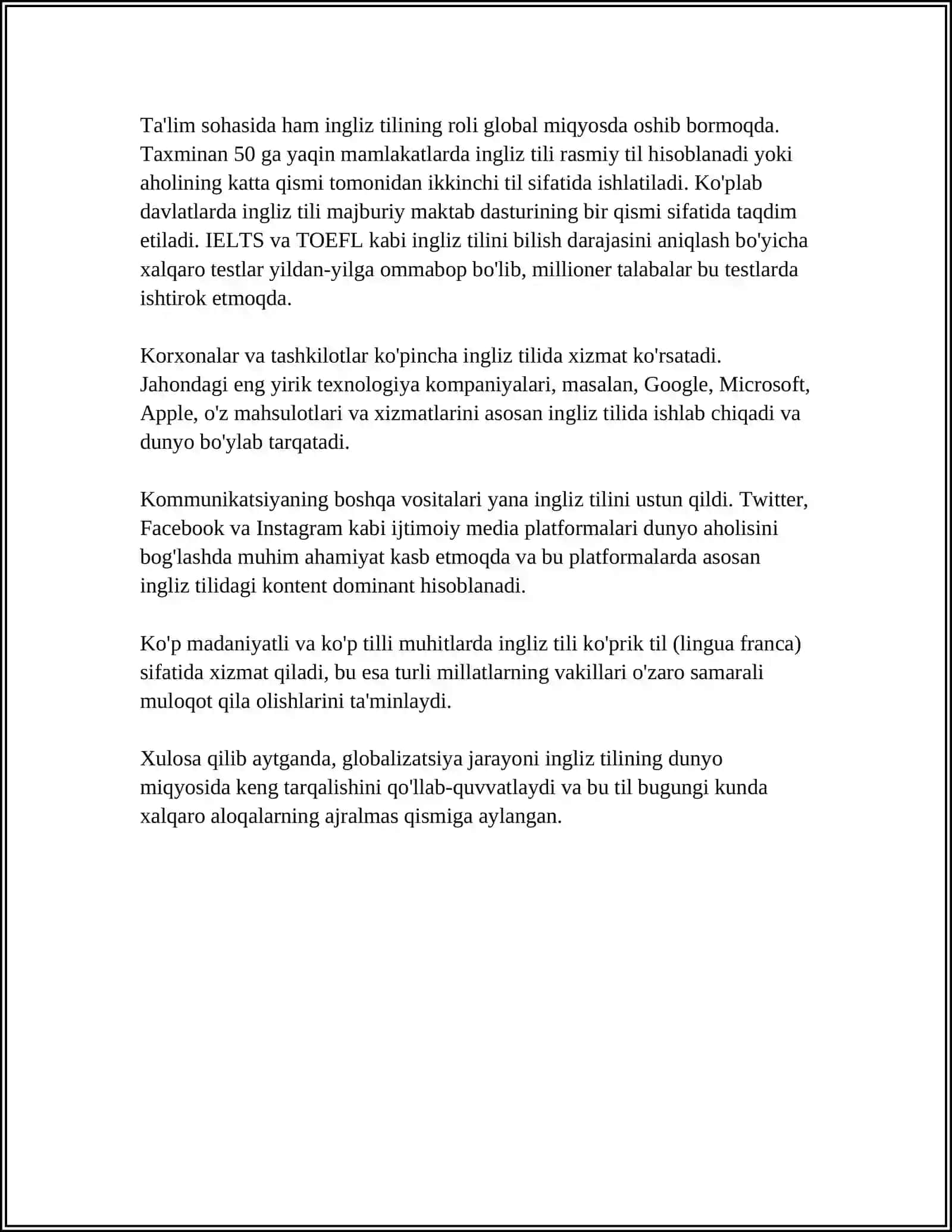 GLOBALISATION AND THE SPREAD OF ENGLISH IN THE MODERN WORLD 4