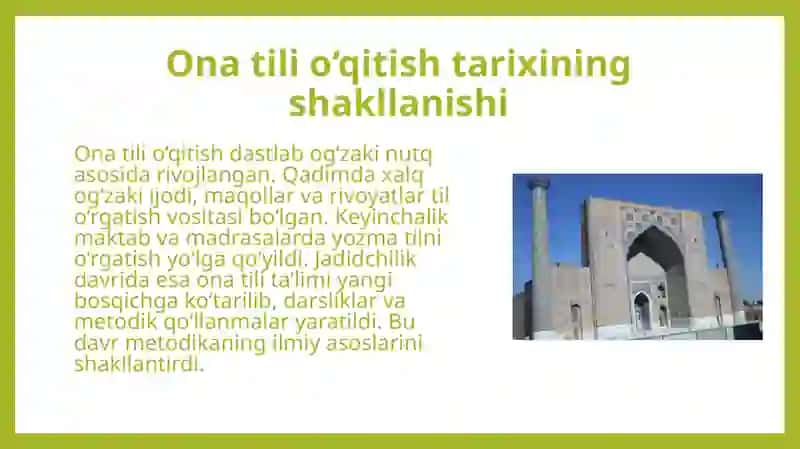 Ona tili o'qitishning tarixiy tadqiqoti. Ona tili ta'limining umumiy va xususiy maqsadlari po 4