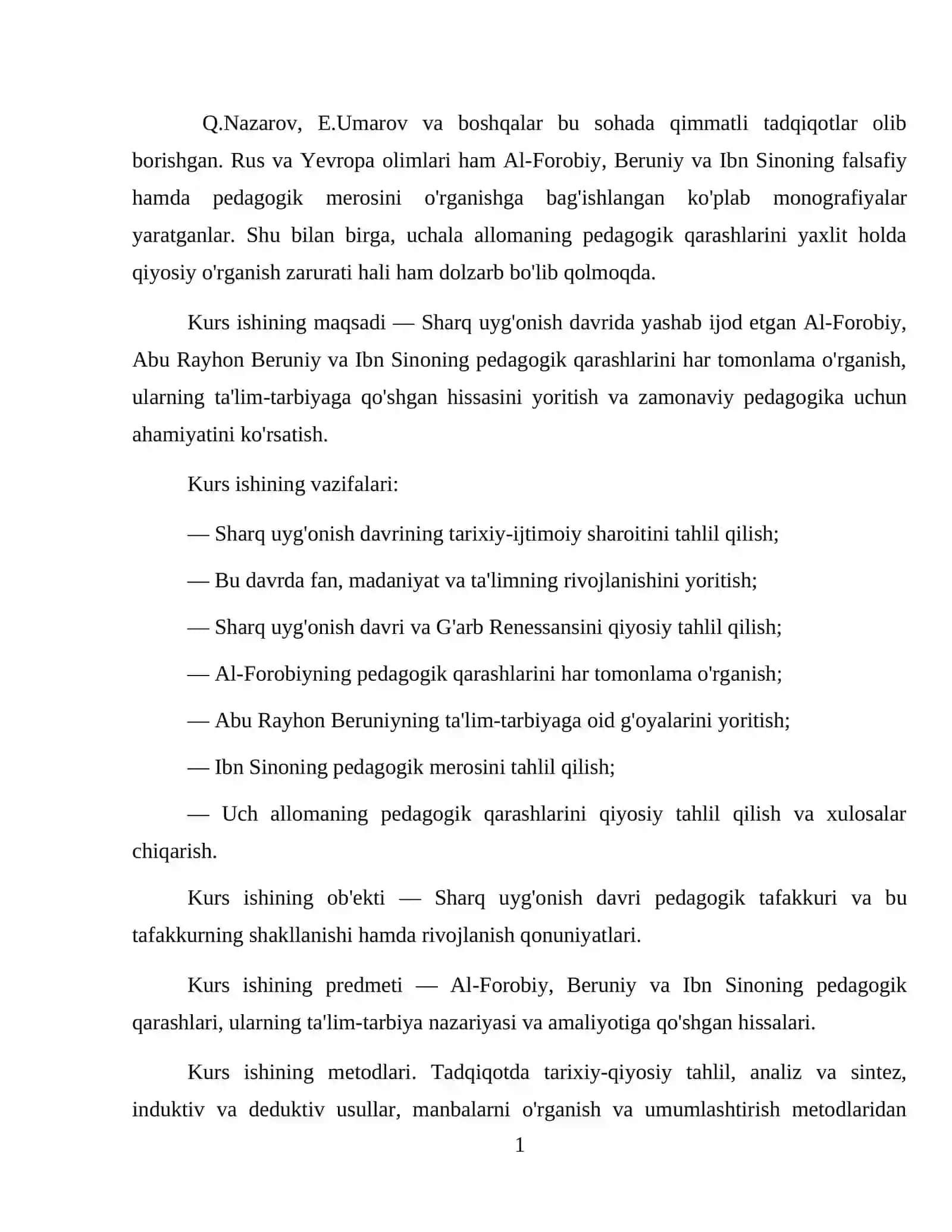 Sharq uyg'onish davrida pedagogik fikrlarning rivojlanishi. Abu Rayhon Beruniy, Ibn Sino, Al-Forobiyning pedagogik qarashlari 4