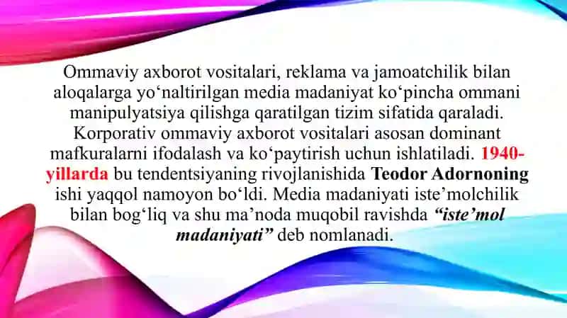AXBOROT MATNLARI BILAN ISHLASH VA MEDIA MADANIYAT 4