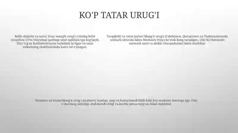 Tatar MangʻIt QatagʻOn Qipchoq OʻGʻUz UrugʻLari Haqida 4