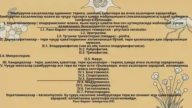 Mikozlar klassifikatsiyasi. Dermatomikozlar 4