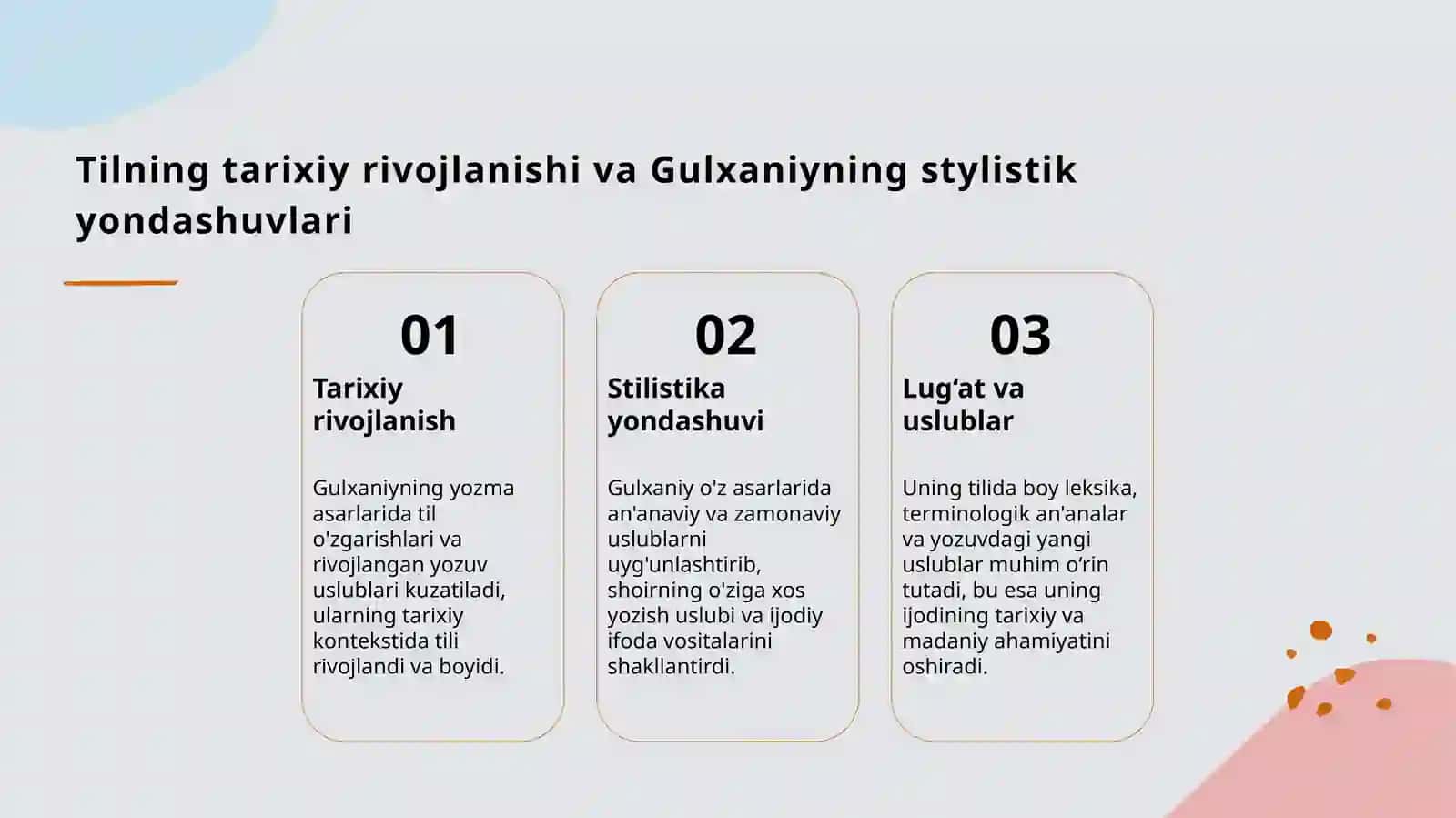 Gulxaniy asarlari tilining muhim xususiyatlari 4