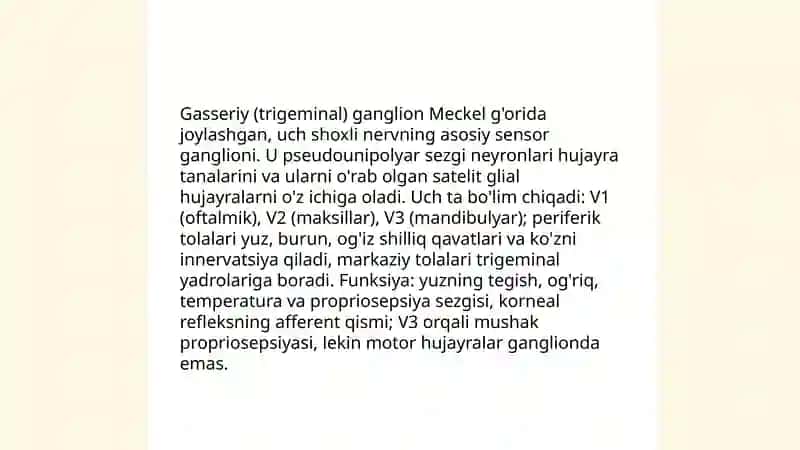 Uch shoxlik nerv.Uch shoxli nervning vegetativ tugunlari 4