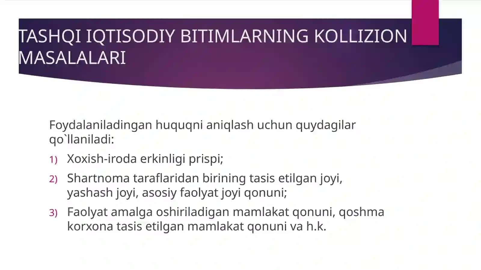 KOLLIZION MASALALAR VA ELEKTRON SHARTNOMALAR 4