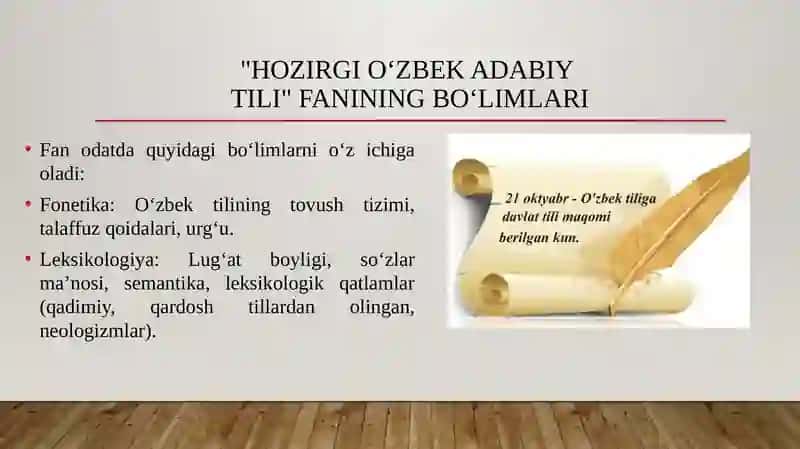 Hozirgi oʻzbek adabiy tili fanining boʻlimlari, oʻzbek tilining taraqqiyot bosqichlari 4