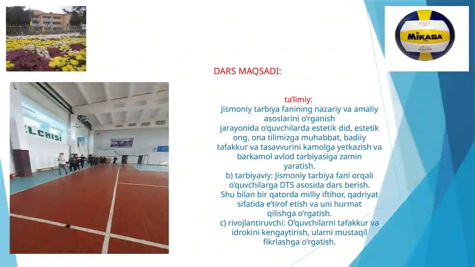 Jismoniy tarbiya fanidan Voleybol. To'pni qabul qilish va uzatish usullari dars ishlanma 4