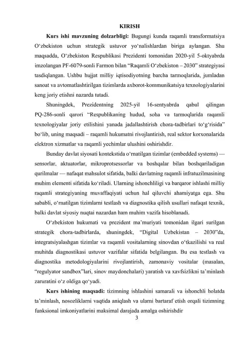 O‘RNATILGAN TIZIMLARNI TESTLASH VA DIAGNOSTIKA QILISH USULLARI 4