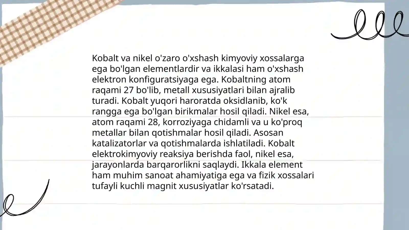 Kobalt va nikelga oid tajribalar 4