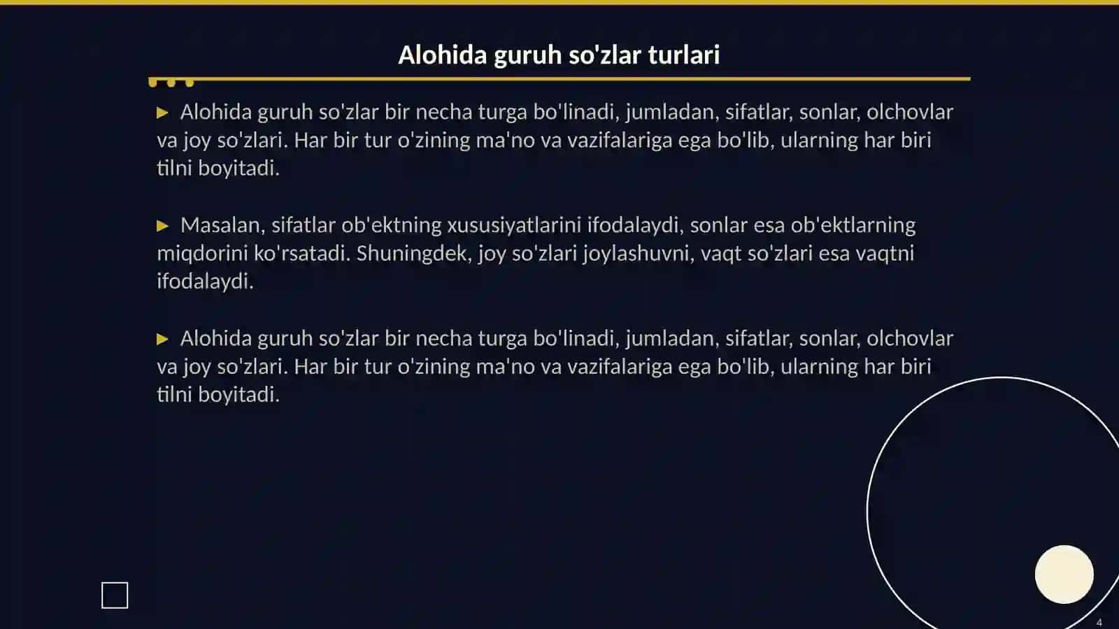 Alohida guruh so'zlar. Modal so'zlar 4