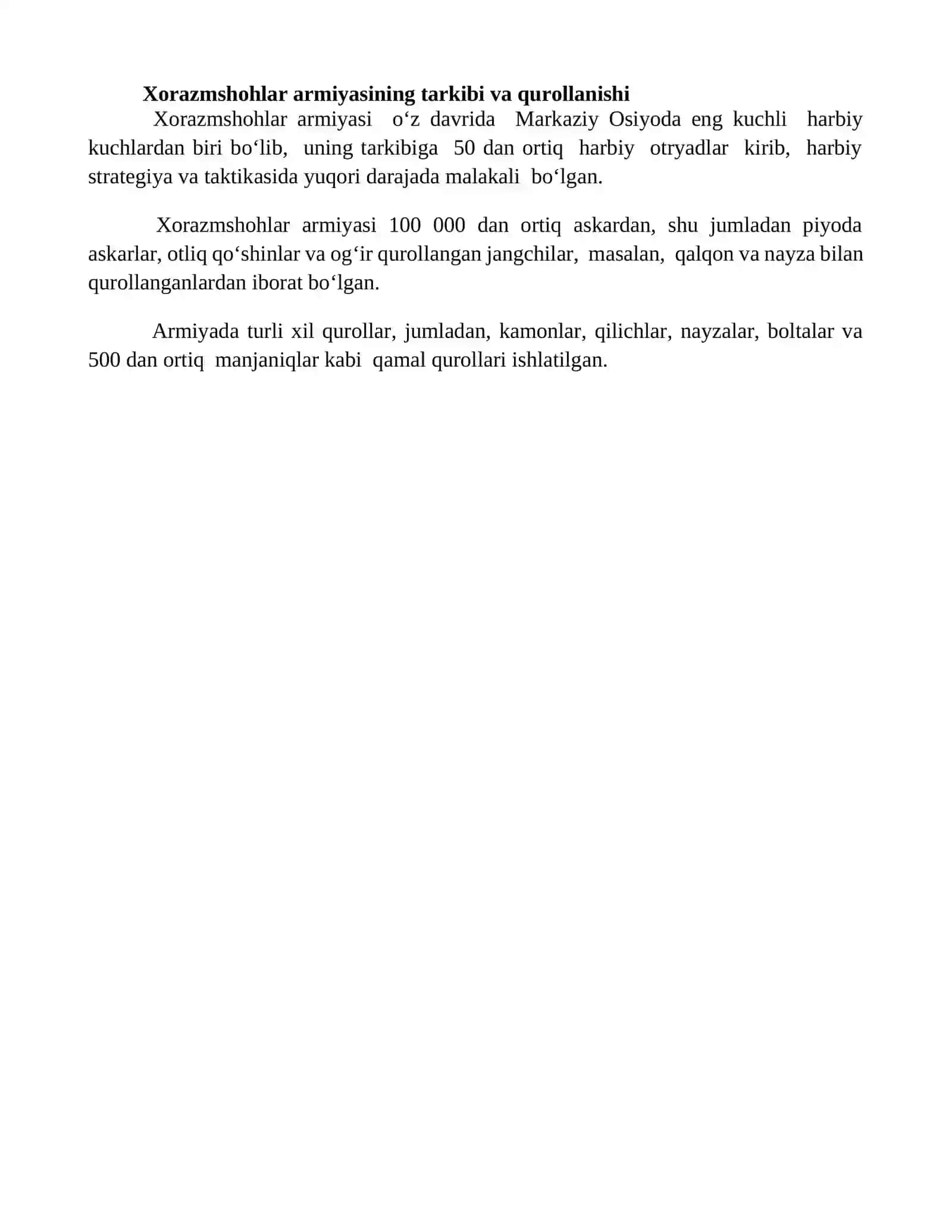 Xorazmshohlar davlatii va ularda harbiy ish 4