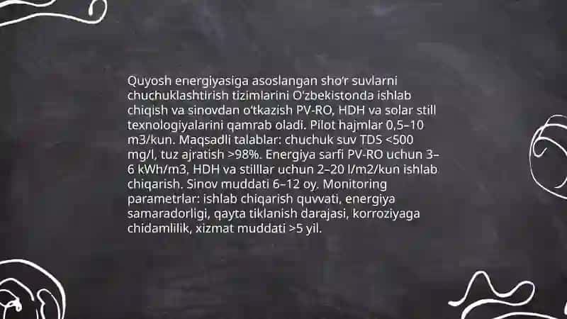 O‘zbekiston sharoitida sho‘r suvlarni chuchuklashtirish g‘oyasini yaratish 4