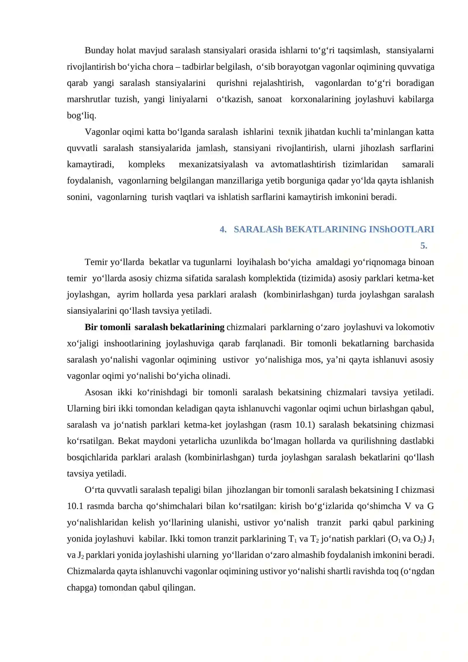 SARALASH BEKATLAR, ULARNING AHAMIYATI, VAZIFASI VA TEMIR YO‘LLARDA JOYLASHISH ASOSLARI SARALASH BEKAT INSHOOTLARI 4