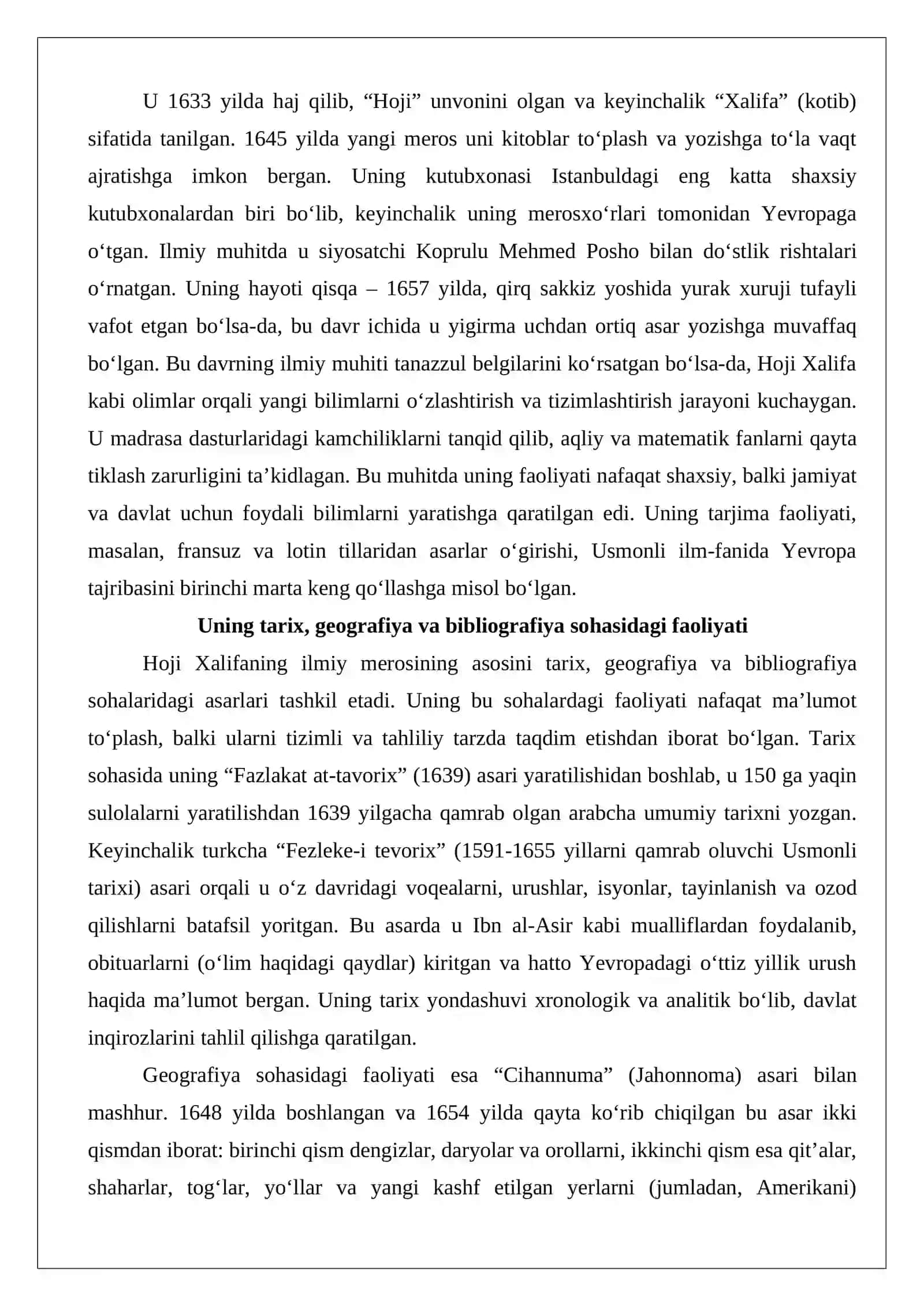 Hoji Xalifa asarining O‘rta asr Sharq allomalari ilmiy merosini o‘rganishdagi o‘rni 4