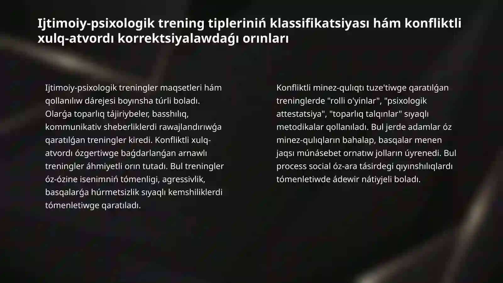 Ijtimoiy-psixologik trening-konfliktli xulq-atvorni korrektsiyalash metodi 4