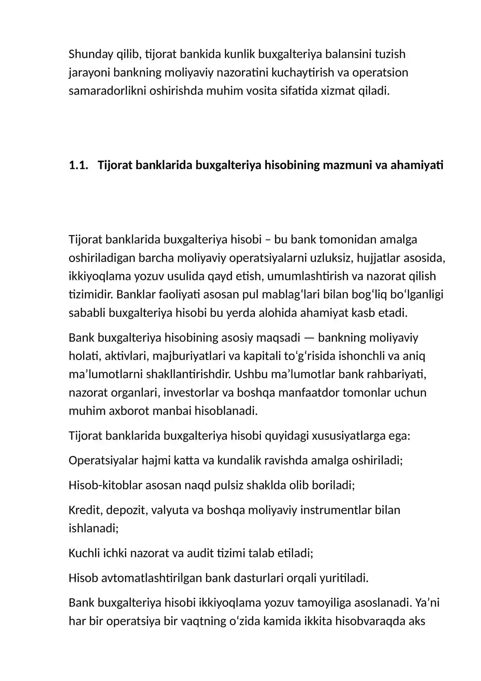 TIJORAT BANKIDA KUNLIK BUXGALTERIYA BALANSINI TUZISH TARTIBI 4