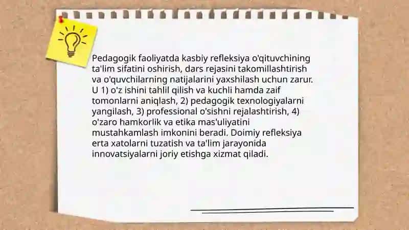 Kasbiy Refleksiya va Pedagogik faoliyat 4