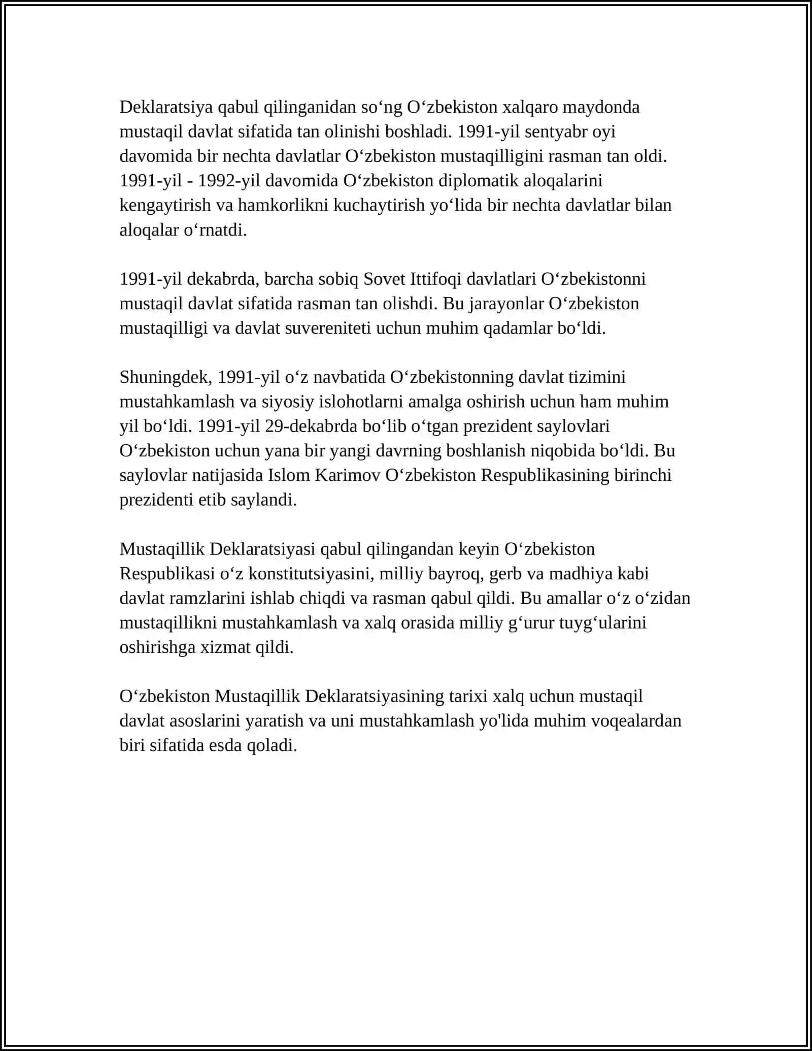 MUSTAQILLIK DEKLARATSIYASI 4
