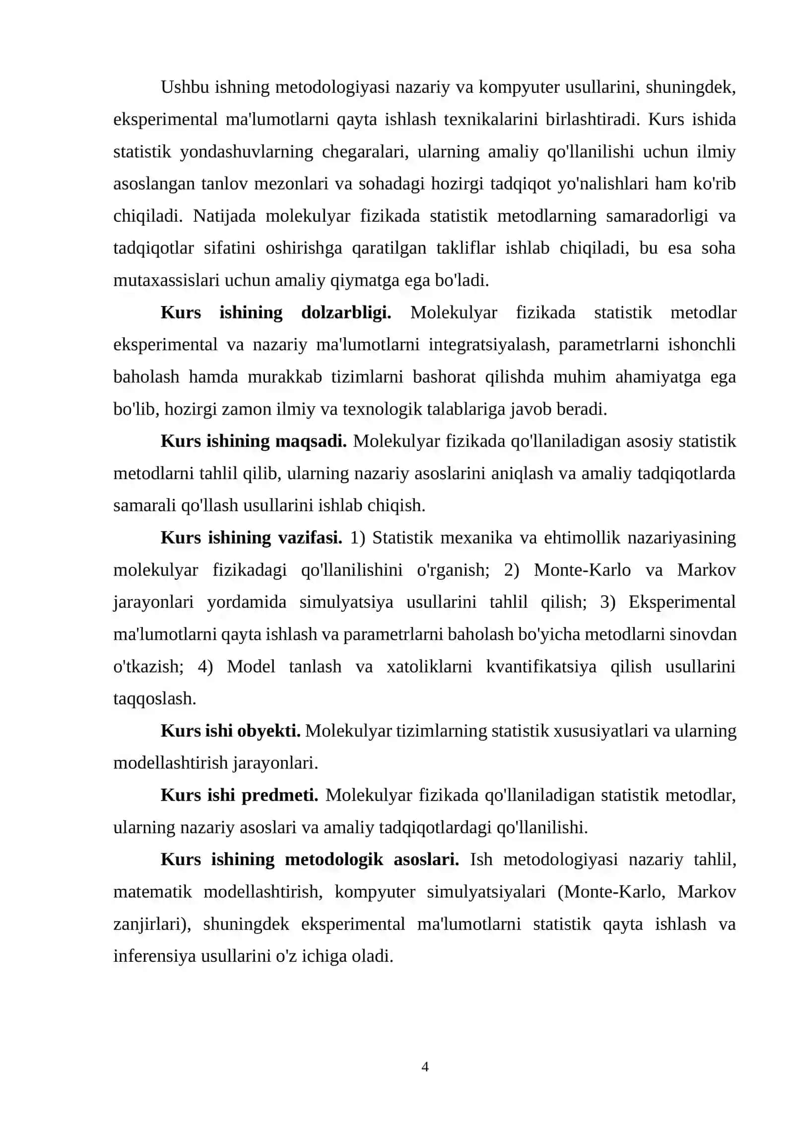 MOLEKULYAR FIZIKADA STATISTIK METODLARNING ILMIY TADQIQOTLARDA QO'LLANILISHI 4