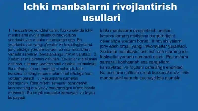 Korxonalarni moliyalashtirishning òz manbalari 4