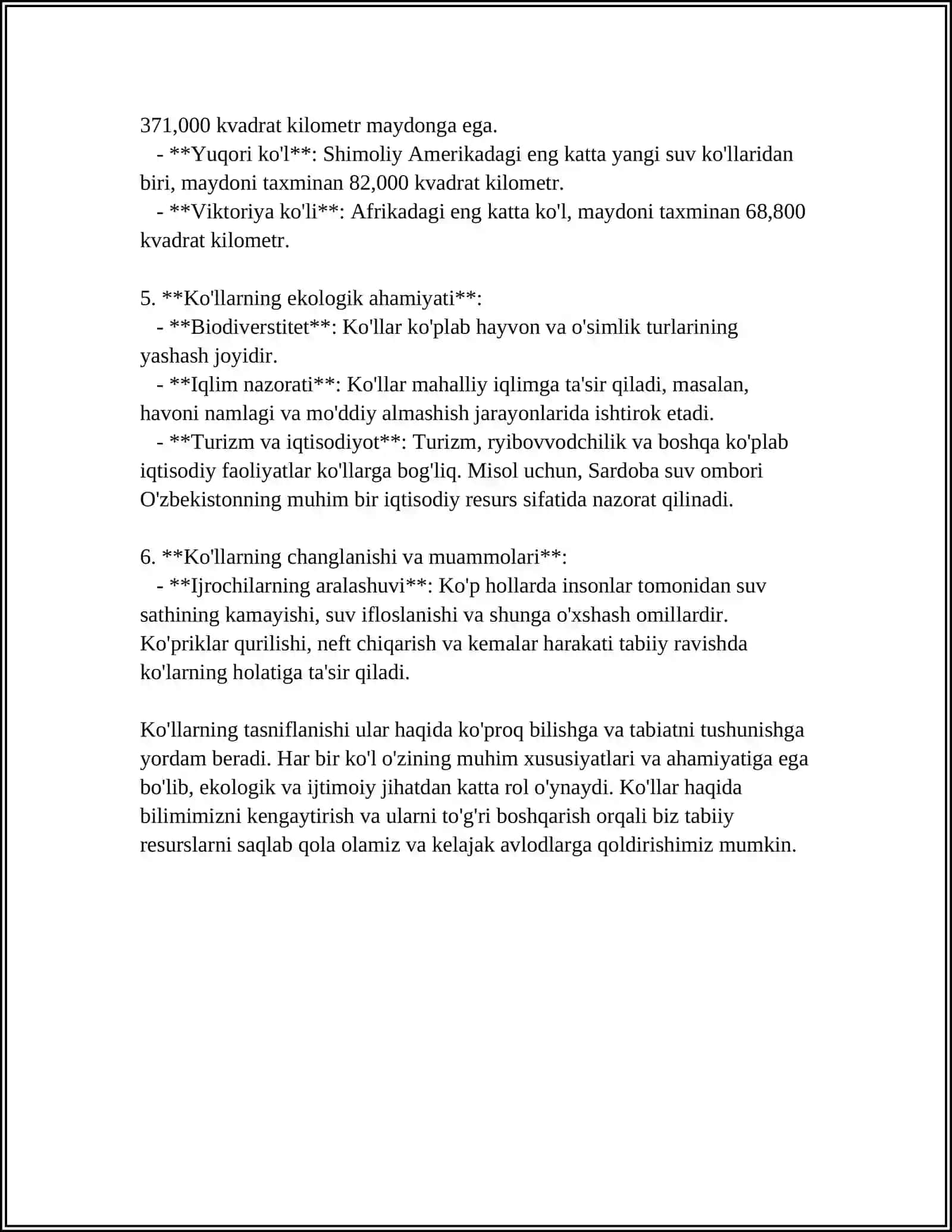 KO'LLARNING UMUMIY TASNIFI; GIDROLOGIYASI, GIDROKIMYOSI 4