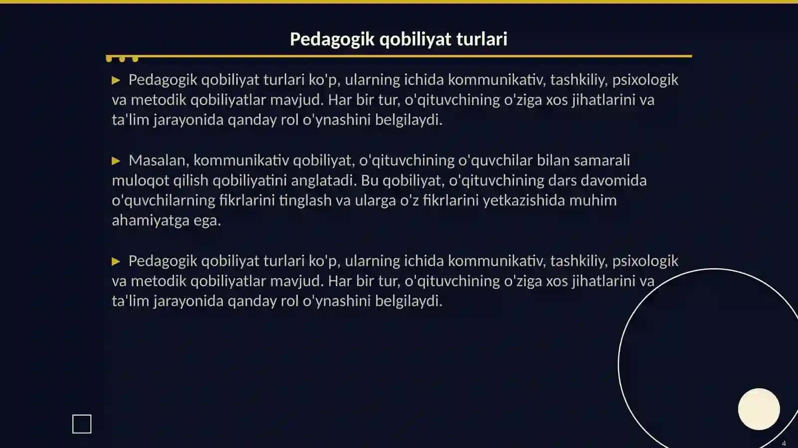 Pedagogik qobiliyat va uning oqituvchi faoliyatidagi orni 4