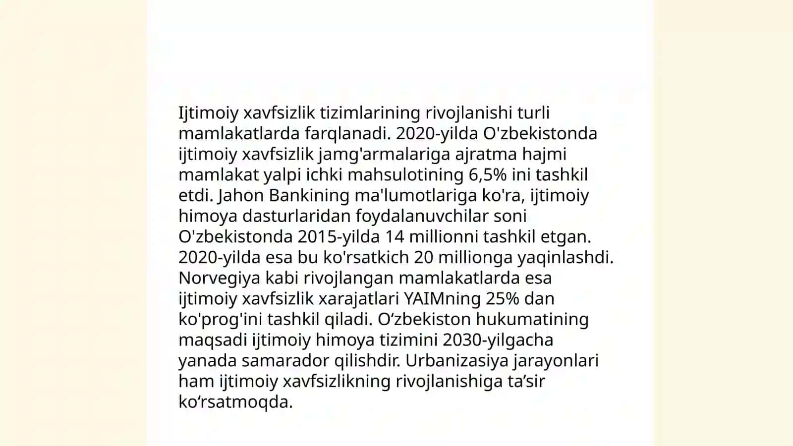 Inson tarraqiyotini ta'minlash va ijtimoiy xavfsizlik oʻrtasidagi bogʻliqlik masalalari 4