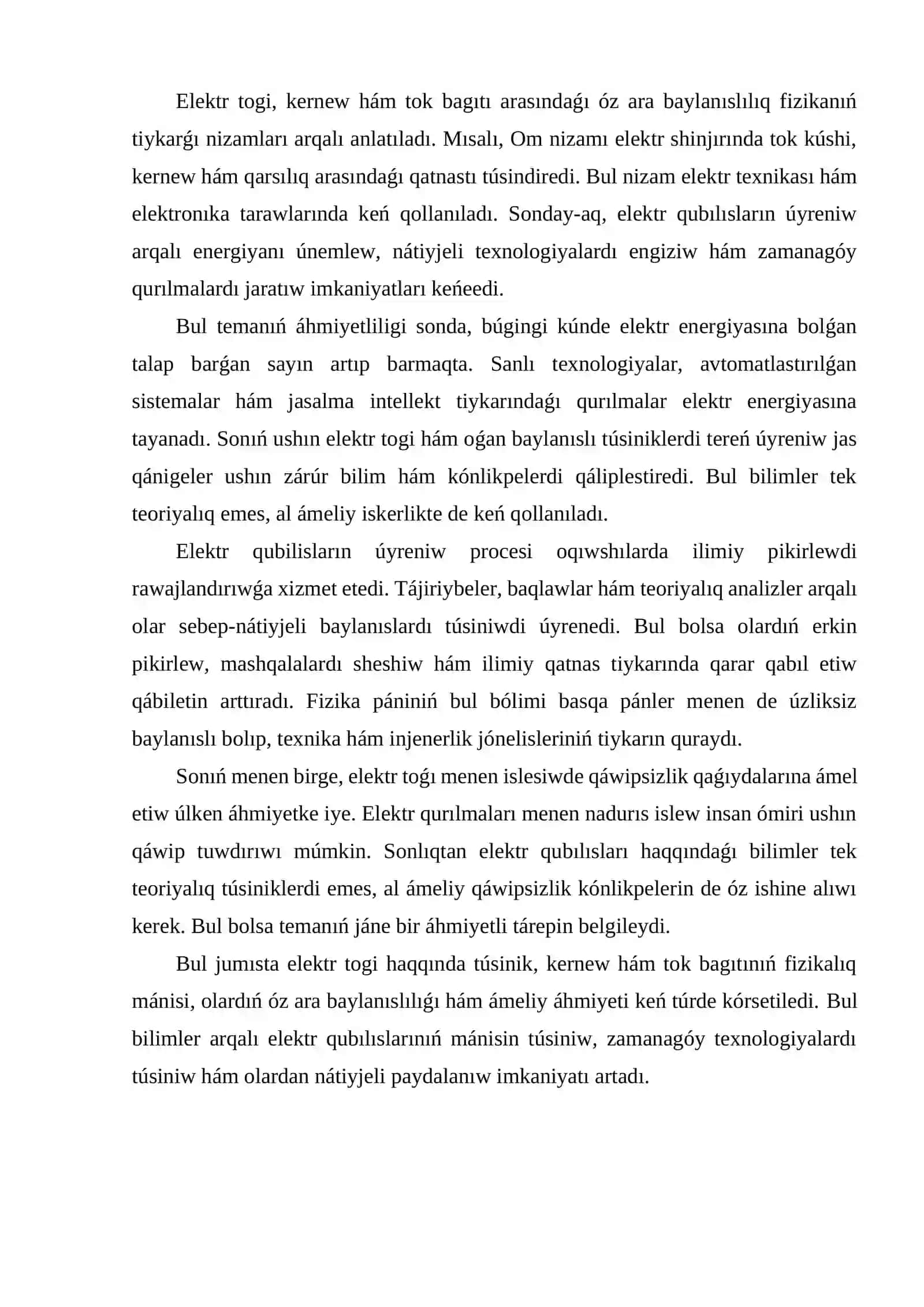 Elektr togı haqqında túsinik, kernew hám tok baǵdarı 4