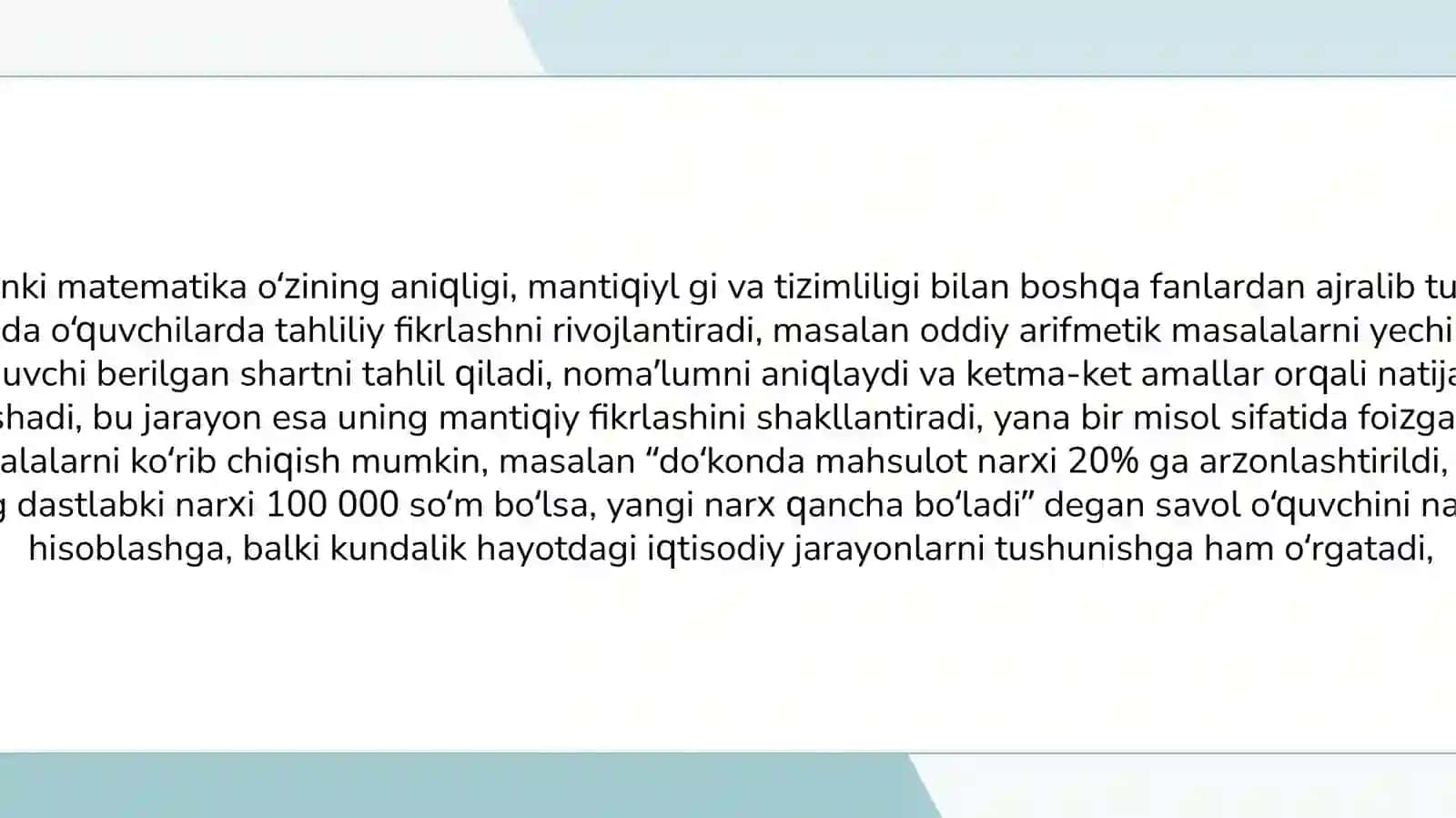 Matematika fani orqali o’quvchilarda tayanch kompetensiyalarni rivojlantirish bo’yicha ishlab chiqilgan tavsiyalar. 4