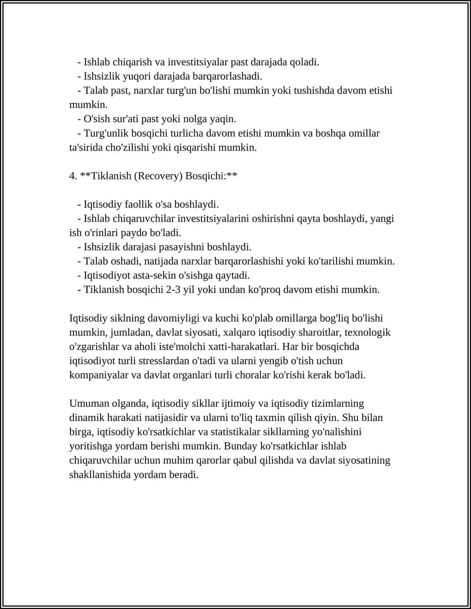 IQTISODIY SIKL VA UNING TURLI HIL NAZARIYASI 4