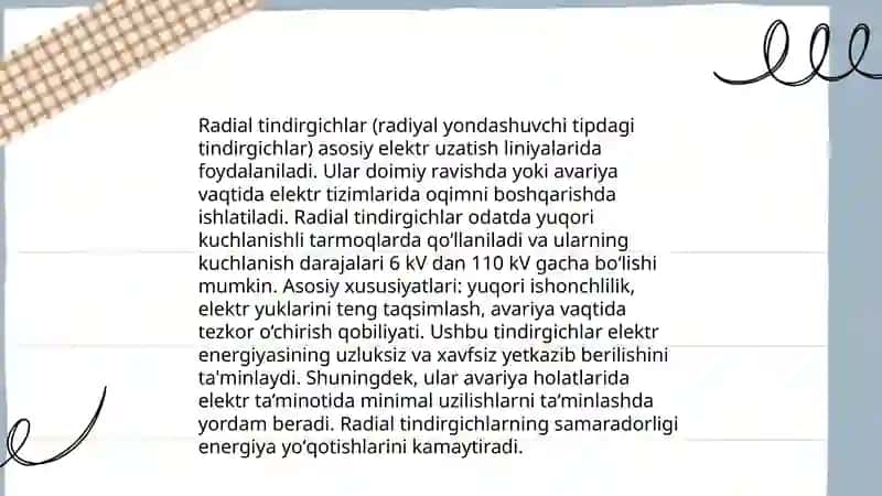 Radial tindirgichlar tarixi 4