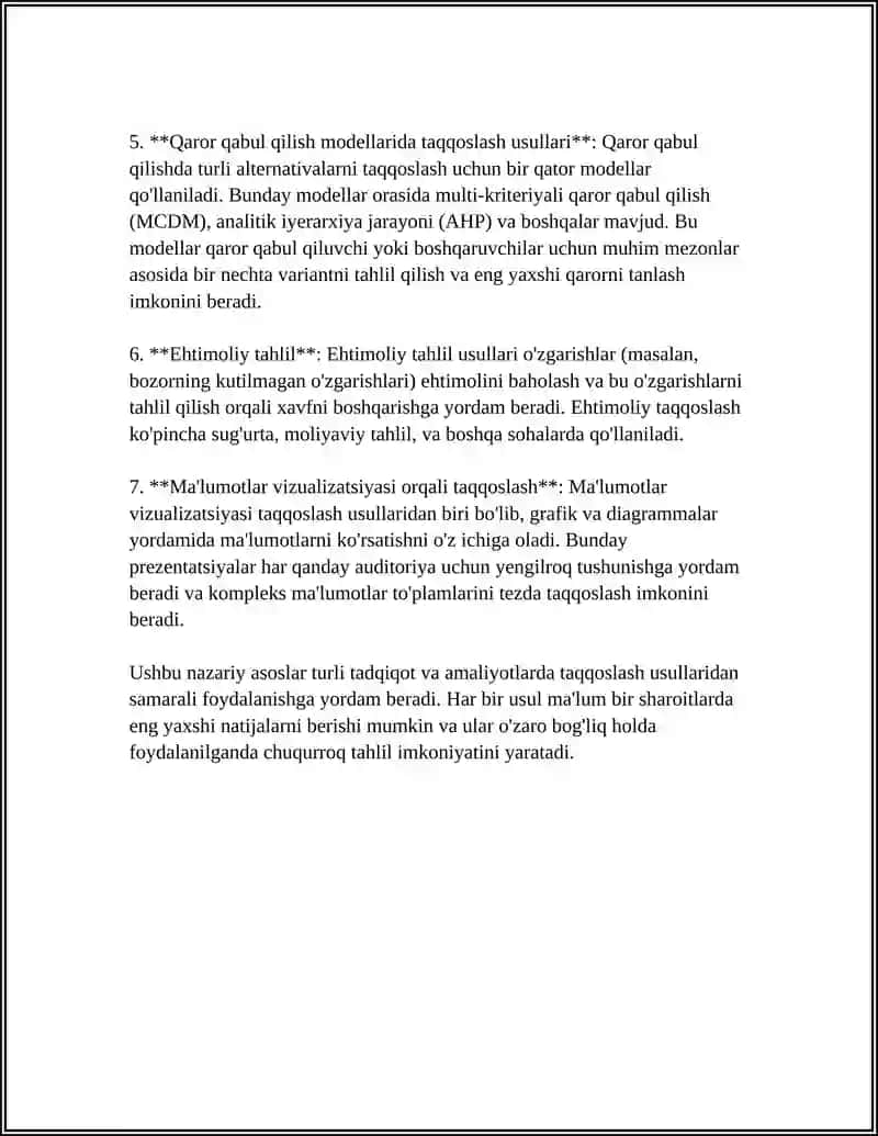 TAQQOSLASH USULI VA UNI TAHLILDA QOʻLLANILISHI 4