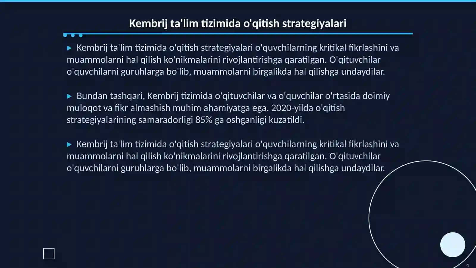 Ta'limni rivojlantirishda Kembrij til o'qitish tajribasi 4