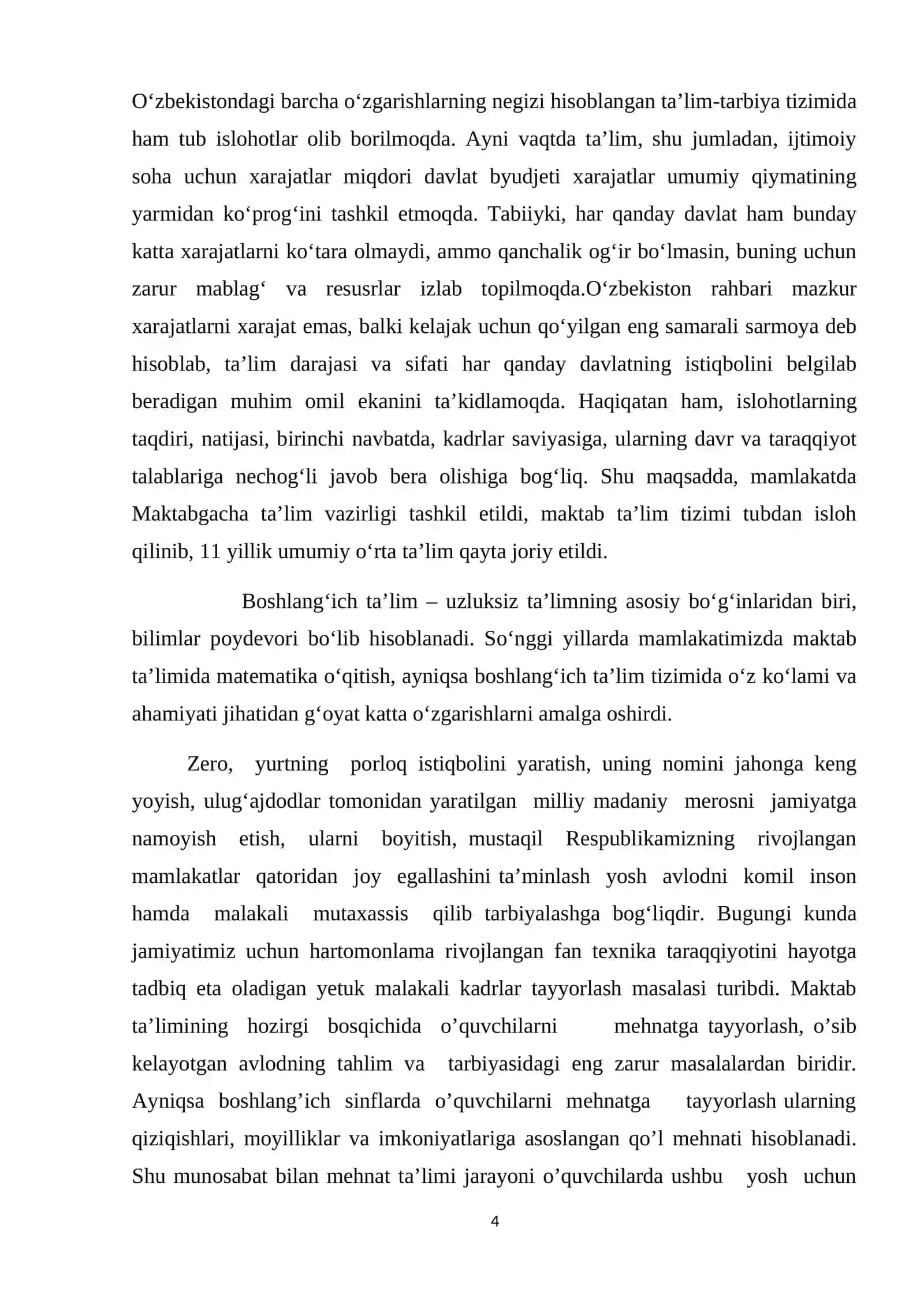 BOSHLANG‘ICH SINFDA MATEMATIKA O'QITISH JARAYONIDA MEHNAT TARBIYASINI SHAKLLANTIRISH METODIKASI(1-SINF MISOLIDA) 4